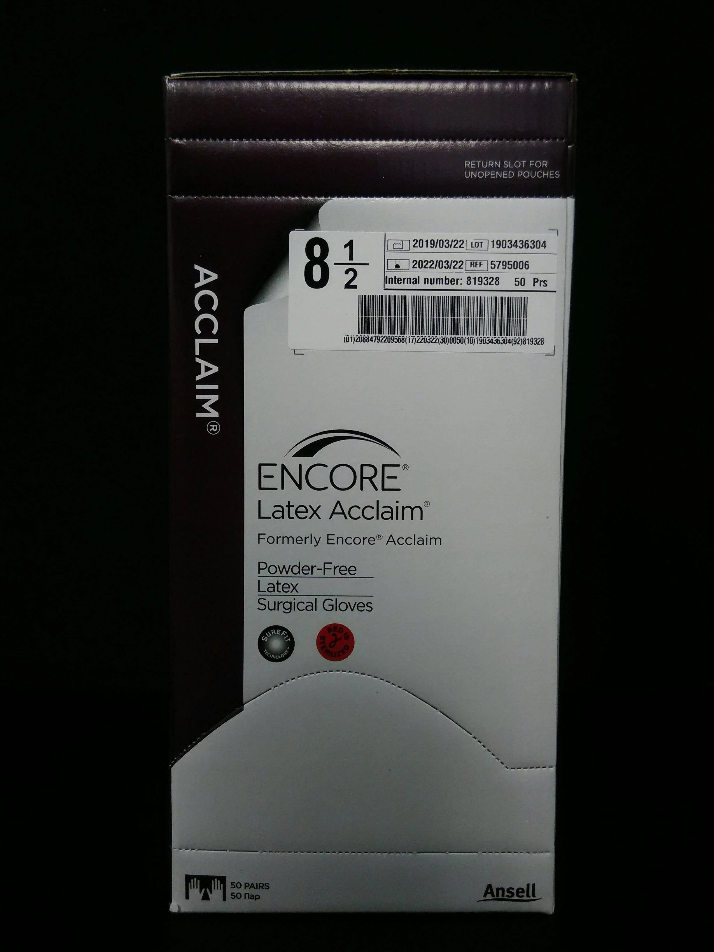 Gloves Surgical ENCORE® Latex Acclaim Size 8.5 S .. .  .  